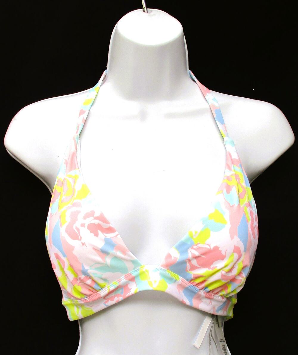 New VICTORIA'S SECRET Multicolor Floral Underwire Padded Halter Bikini Top Large